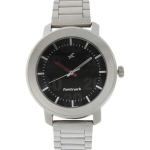 Fastrack Quartz Analog Men's Watch, Black Dial Stainless Steel Strap, 3121SM02