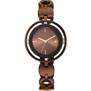 Fastrack Women's Watch Brown Dial Brown Brass Strap 6237QM01