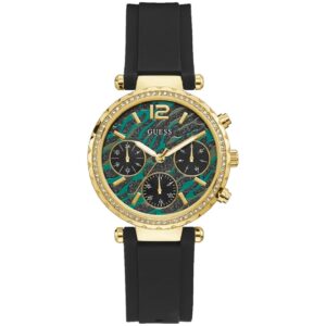 Guess Women's Watch Analog Mix Dial Black Silicone Band GU-GW0113L1