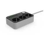 Ldnio-SE3631-3Port-Multi-Extension-Socket-2500W-Silver