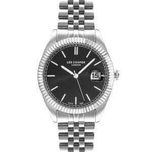 Lee Cooper Men's Analog Watch Gun Dial Silver Metal Strap LC07215.350