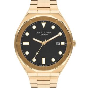 Lee Cooper Men's Multi Function Watch Black Dial Gold Metal Strap LC07577.270