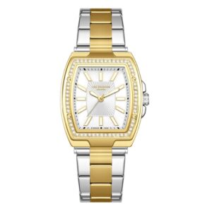 Lee Cooper Women's Watch Analog White Dial with Silver/ Gold Stainless Steel Band LC08058.220