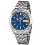 Seiko-21-Jewels-Mens-Automatic-Watch-Analog-Blue-Dial-with-Silver-Stainless-Steel-Band-SNK371K