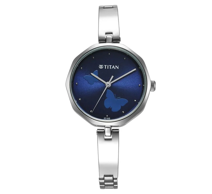 Titan Karishma Analog Blue Dial With Silver Stainless Steel Band, 2702SM02