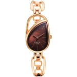 Titan Women's Watch Raga Chic Collection, Brown Dial Rose Gold Metal Strap, 2688WM01