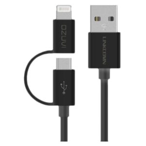 Linkcomn KI810 Micro USB Cable with Lighting Connector Black