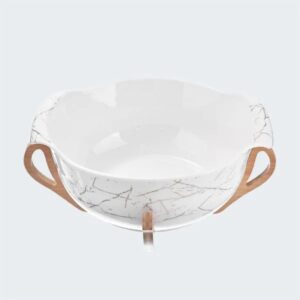 Ceramic Salad Bowl With Wooden Stand online bahrain