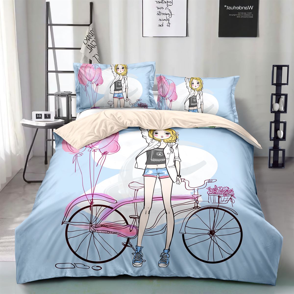 kids-bedsheet-for-girls-mircofiber-bicycle-design