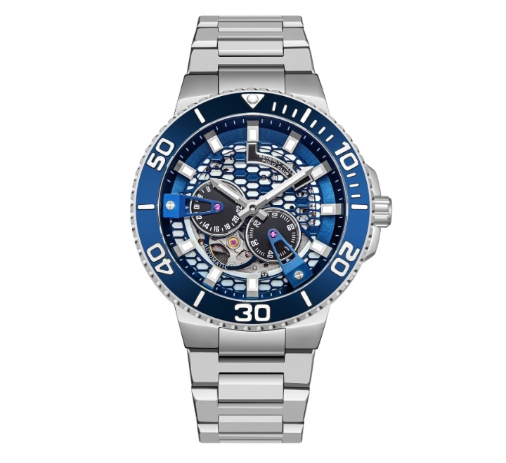 Beverly-Hills-Polo-Club-Mens-Automatic-Watch-Analog-Blue-Dial-with-Silver-Stainless-Steel-Band-BP3702X390