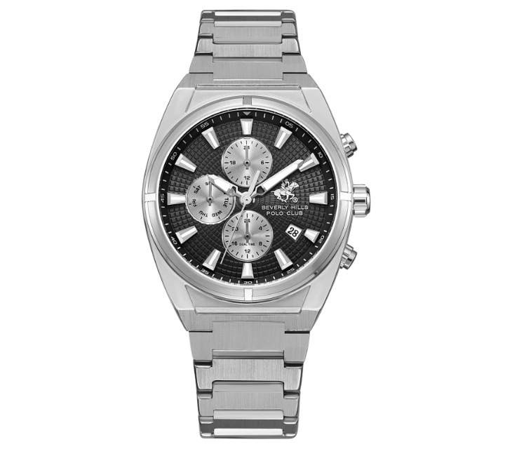 Beverly-Hills-Polo-Club-Mens-Watch-Analog-Black-Dial-with-Silver-Stainless-Steel-Band-BP3733X360