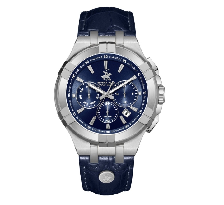 Beverly-Hills-Polo-Club-Mens-Watch-Analog-Blue-Dial-with-Blue-Leather-Strap-BP3803X399