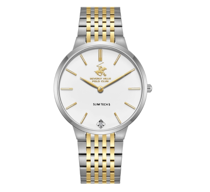 Beverly-Hills-Polo-Club-Slim-Tech-5-Mens-Watch-Analog-White-Dial-with-Two-Toned-Stainless-Steel-Band-BP3776X230