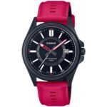 Casio-Mens-Analog-Watch-Black-Dial-Pink-Leather-Strap-MTP-E700BL-1EVD