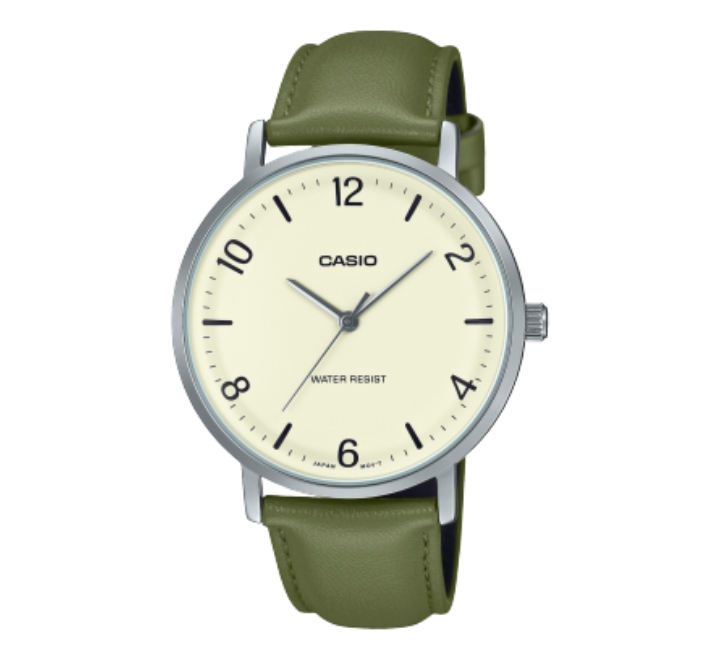 Casio-Mens-Watch-Analog-Beige-Dial-with-Green-Leather-Strap-MTP-VT03L-7BDF