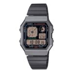 Casio-Mens-Watch-Digital-Black-Dial-with-Grey-Stainless-Steel-Band-A130WEGG-1ADF