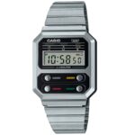 Casio-Mens-Watch-Vintage-Collection-Digital-Display-Black-Dial-Silver-Stainless-Steel-Band-A100WE-1ADF