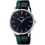Casio-Unisex-Watch-Analog-Black-Dial-Black-Green-Leather-Band-MTP-E133L-1EDF