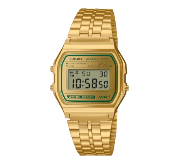 Casio-Unisex-Watch-Digital-Dial-with-Gold-stainless-steel-Band-A158WEGV-9ADF