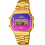 Casio-Unisex-Watch-Digital-DisplayMulticolor-Dial-Stainless-Steel-Gold-Ion-Plated-Band-A168WERG-2ADF