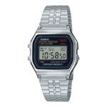 Casio-Unisex-Watch-Vintage-Collection-Digital-Black-Dial-Silver-Stainless-Steel-Band-A159WA-N1DF
