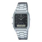 Casio-Vintage-Unisex-Watch-Analog-Digital-Black-Dial-With-Silver-Stainless-Steel-Band-AQ-230A-1DMQD