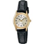 Casio-Womens-Watch-Analog-Champagne-Dial-Black-Leather-Band-LTP-1094Q-7B2RD