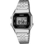 Casio-Womens-Watch-Digital-Black-Dial-Silver-Stainless-Band-LA680WA-1DF