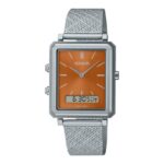 CasioMens-Watch-Analog-Digital-Orange-Dial-Silver-Stainless-Steel-Mesh-Band-MTP-B205M-5EDF