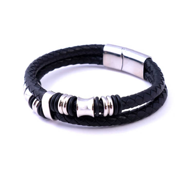 Lee-Cooper-Mens-Bracelet-SilverBlack-LCB01108631