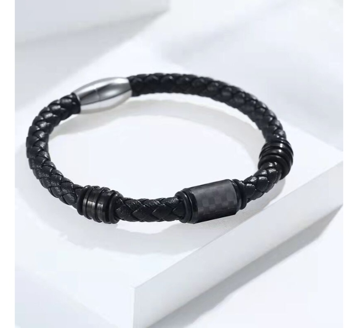 Lee-Cooper-Mens-Bracelet-SilverBlack-LCB01341650