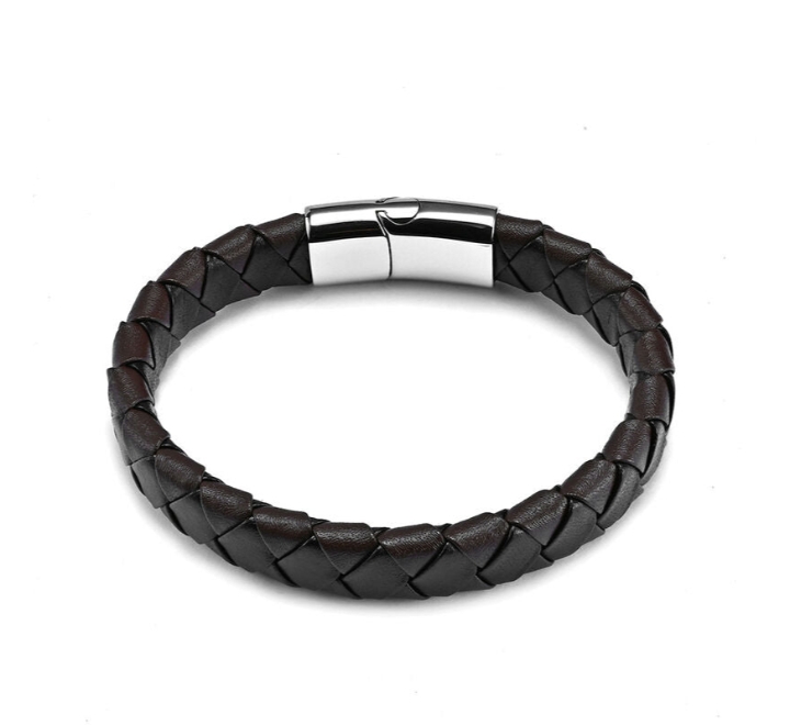 Lee-Cooper-Mens-Bracelet-SilverBrown-LCB01803650