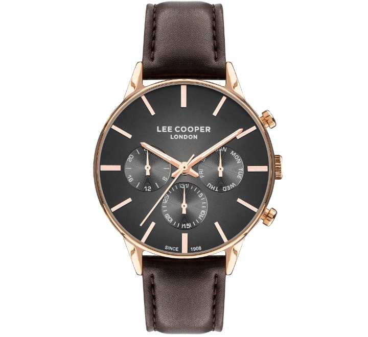 Lee-Cooper-Mens-Multi-Function-Black-Dial-Brown-Leather-Strap-Watch-LC07465452
