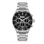 Lee-Cooper-Mens-Watch-Analog-Black-Dial-with-Silver-Stainless-Steel-Band-LC08175350