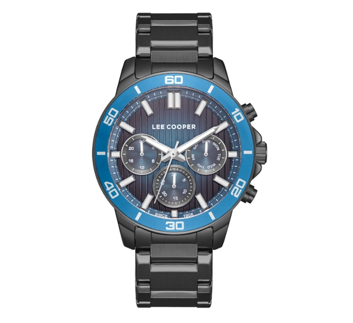 Lee-Cooper-Mens-Watch-Analog-Blue-Dial-with-Black-Stainless-Steel-Band-LC08106090