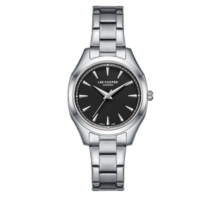 Lee-Cooper-Womens-Watch-Analog-Black-Dial-with-Silver-Stainless-Steel-Band-LC08006350