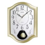 Rhythm-Wall-Clock-Analog-White-Dial-Plastic-Case-Pendulum-Dcor-Clock-CMJ494BR18
