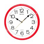 Rhythm-Wall-Clock-Analog-White-Dial-Red-Case-CMG597NR01