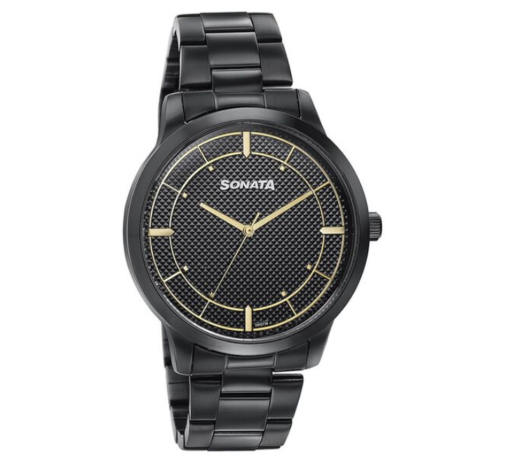 Sonata-Mens-Watch-Analog-Black-Dial-With-Black-Stainless-Steel-Band-77148NM01