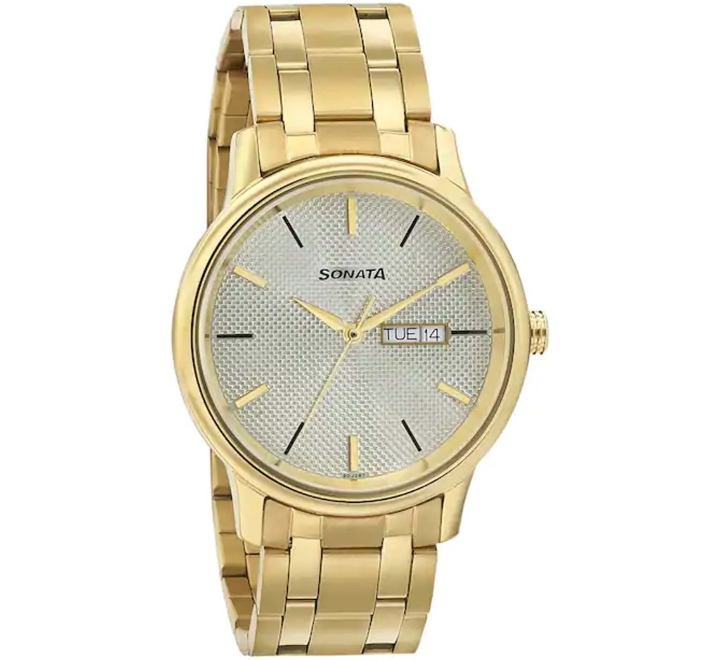 Sonata-Mens-Wedding-Edition-Champagne-Dial-Gold-Metal-Strap-Watch-7134YM03