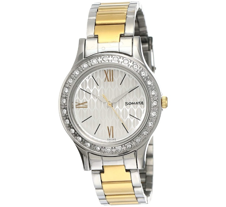 Sonata-Womens-Stardust-White-Dial-SilverGold-Stainless-Steel-Strap-Watch-8123BM01