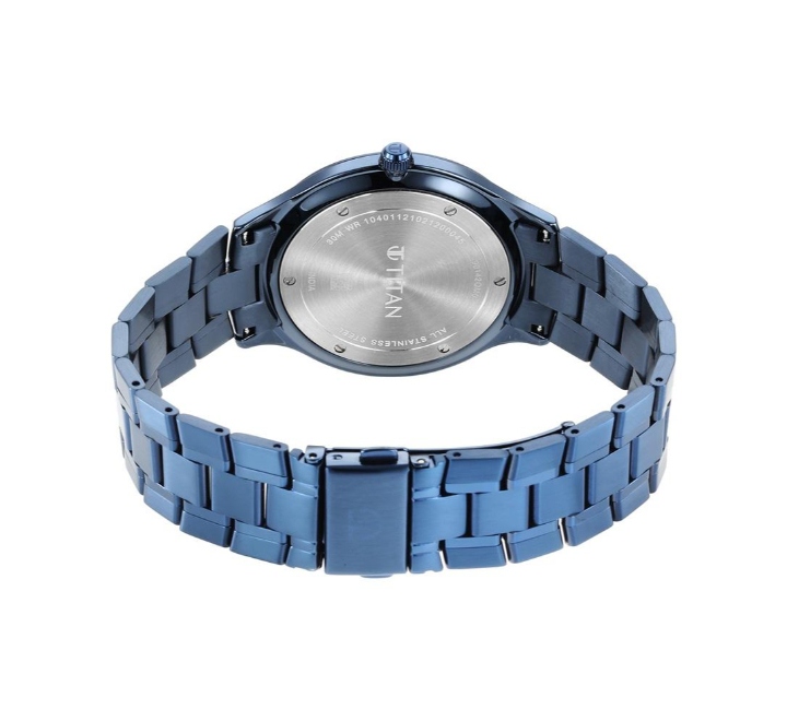 Titan Classique Slimline Men's Watch Analog Blue Dial Blue Stainless Steel Band, 90142QM01 4