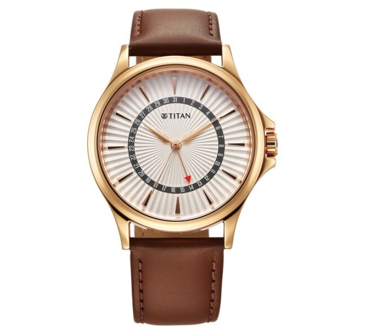 Titan-Karishma-Mens-Watch-Analog-Silver-Dial-with-Date-Brown-Leather-Strap-10038WL01