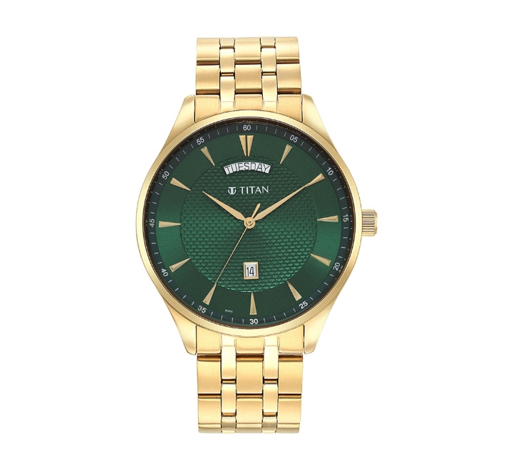 Titan-Mens-Opulent-III-Collection-Analog-Watch-Green-Dial-Golden-Stainless-Steel-Strap90127YM03
