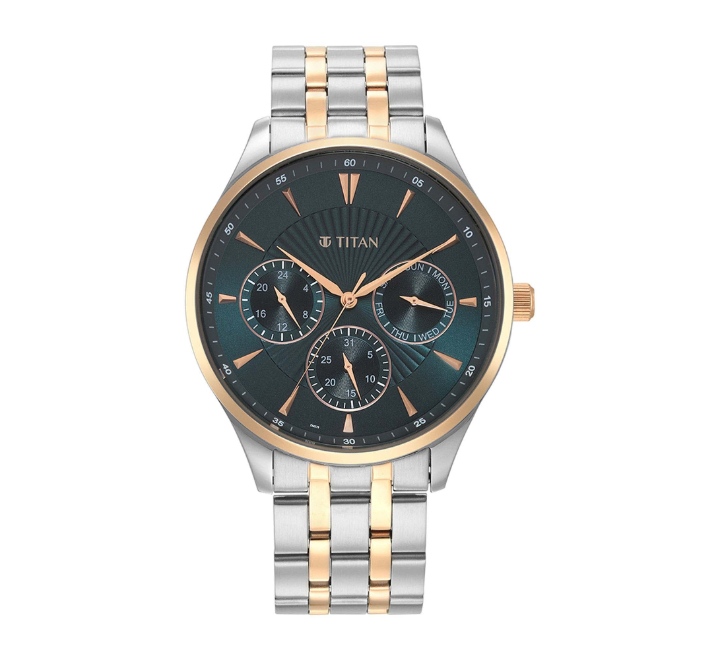 Titan-Mens-Opulent-III-Collection-Analog-Watch-Green-Dial-Silver-Stainless-Steel-Strap90127KM02