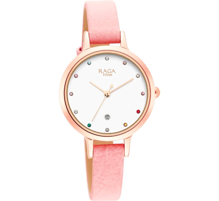 Titan-Womens-Watch-Raga-White-Dial-Pink-Leather-Strap-Watch-2666WL01